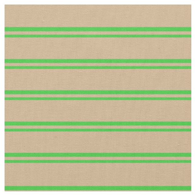 Lime Green and Tan Lined/Striped Pattern Fabric (Close Up)
