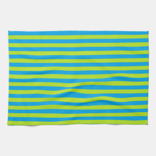 Lime Green and Turquoise Stripes Tea Towel
