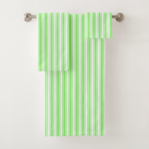 Lime green and white candy stripes bath towel set