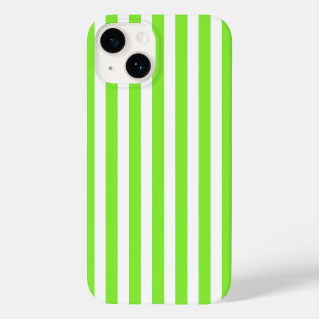 Lime green and white candy stripes Case-Mate iPhone case (Back)