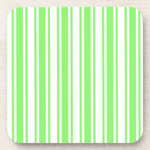 Lime green and white candy stripes coaster