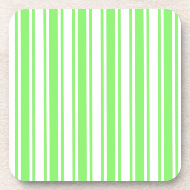 Lime green and white candy stripes coaster (Front)