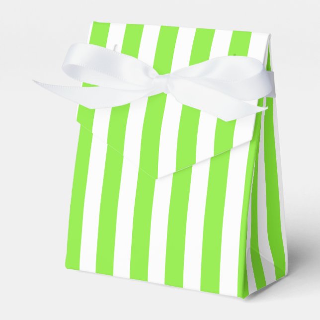 Lime green and white candy stripes favour box (Front Side)