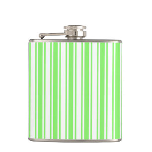 Lime green and white candy stripes hip flask