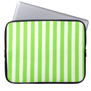 Lime green and white candy stripes laptop sleeve