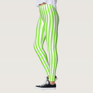 Lime Green and Black Stripes Leggings