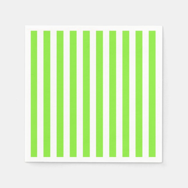 Lime green and white candy stripes napkin (Front)