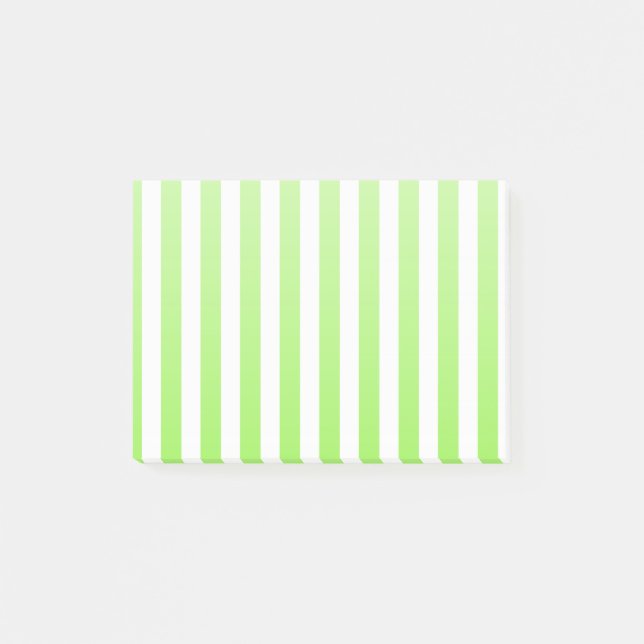 Lime green and white candy stripes post-it notes (Front)