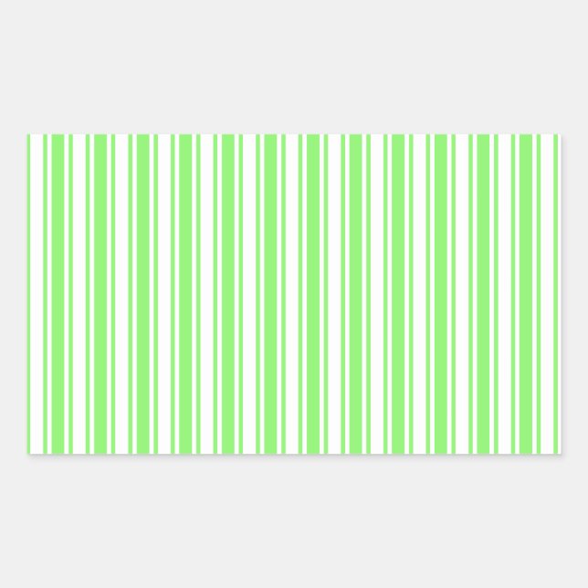 Lime green and white candy stripes rectangular sticker (Front)