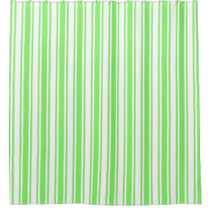 Lime green and white candy stripes shower curtain