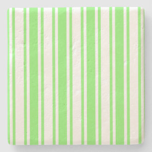 Lime green and white candy stripes stone coaster