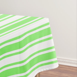 Lime green and white candy stripes tablecloth