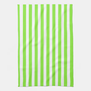 Lime green and white candy stripes tea towel