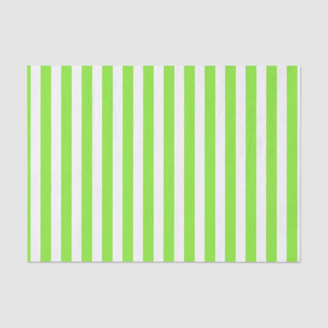 Lime green and white candy stripes tissue paper (Front)