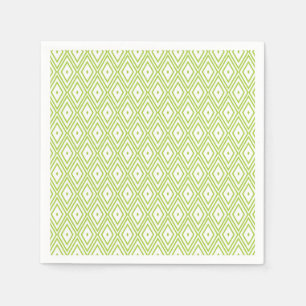 Lime Green and White Diamond Paper Napkins