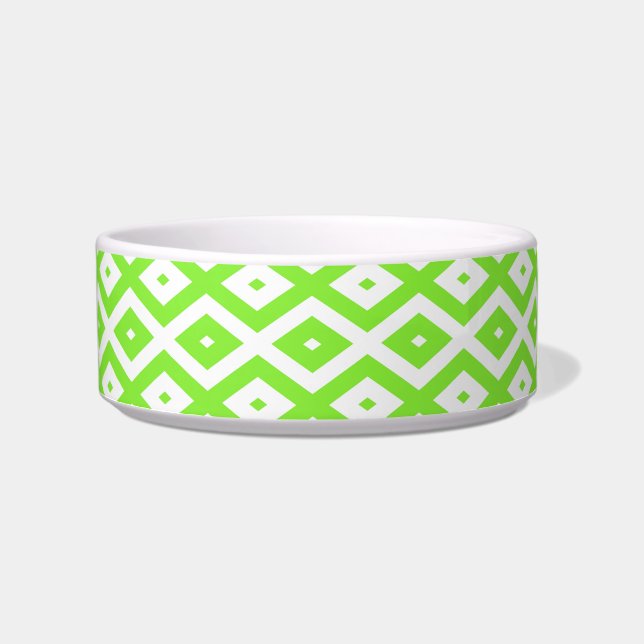 Lime green and white diamond pattern bowl (Front)
