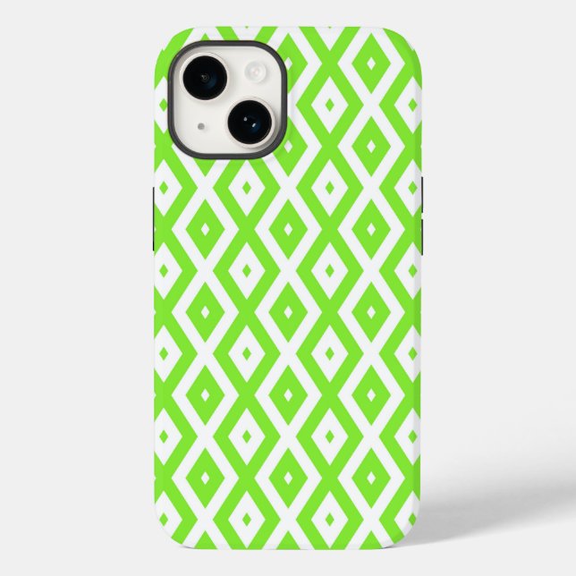 Lime green and white diamond pattern Case-Mate iPhone case (Back)