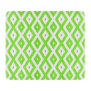 Lime green and white diamond pattern cutting board