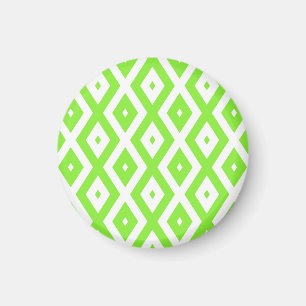 Lime green and white diamond pattern magnet