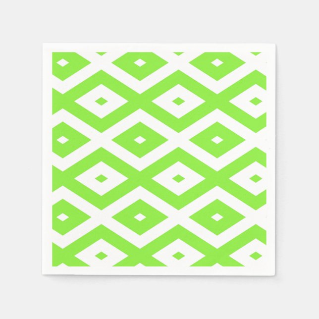 Lime green and white diamond pattern napkin (Front)