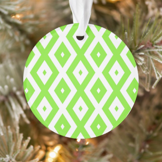 Lime green and white diamond pattern ornament (Tree)