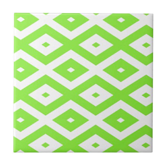 Lime green and white diamond pattern tile (Front)
