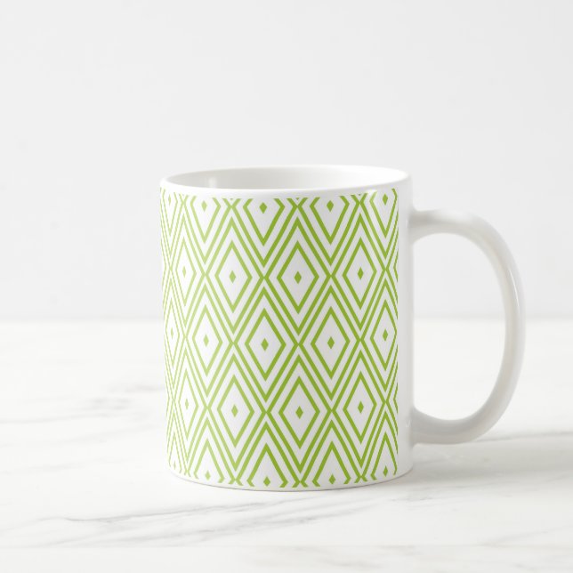 Lime Green and White Diamonds Coffee Mug (Right)