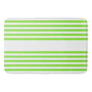 Lime green and white five stripes pattern bath mat