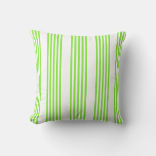 Lime green and white five stripes pattern cushion