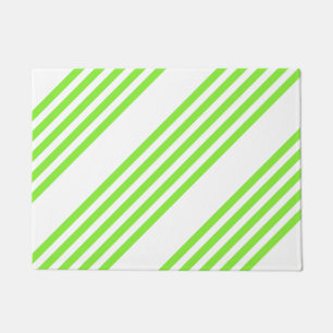 Lime green and white five stripes pattern doormat