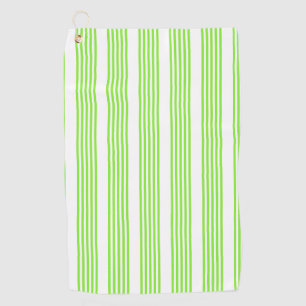 Lime green and white five stripes pattern golf towel
