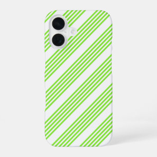 Lime green and white five stripes pattern iPhone 16 case