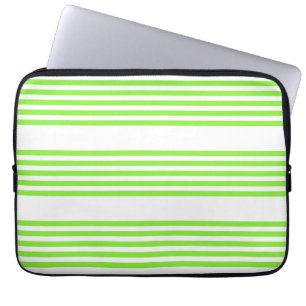 Lime green and white five stripes pattern laptop sleeve
