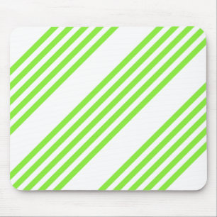 Lime green and white five stripes pattern mouse mat