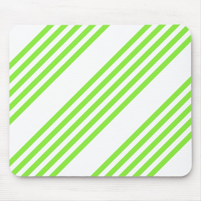 Lime green and white five stripes pattern mouse mat (Front)