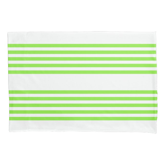 Lime green and white five stripes pattern pillowcase (Front)