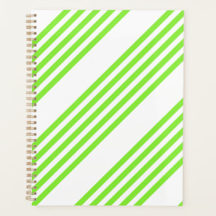 Lime green and white five stripes pattern planner