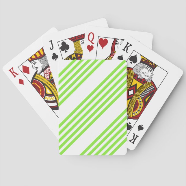 Lime green and white five stripes pattern playing cards (Back)