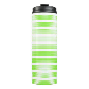 Lime green and white five stripes pattern thermal tumbler