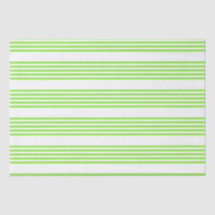 Lime green and white five stripes pattern tissue paper