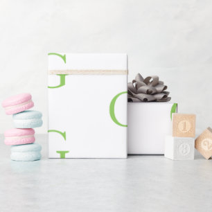 Lime Green and White Monogram  Wrapping Paper