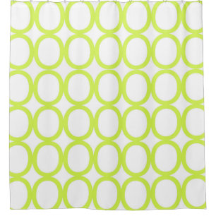 Lime Green and White O's Shower Curtain