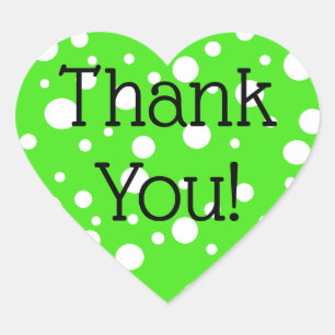 Lime Green and White Polka Dot Thank You Stickers