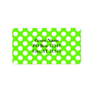Lime Green and White Polka Dots Label