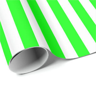 Lime Green and White Stripe Wrapping Paper