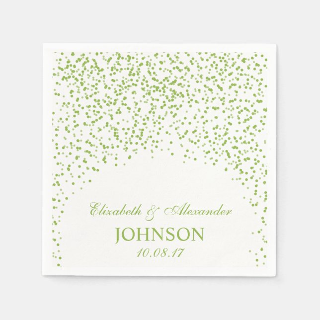 Lime green and White Wedding Confetti Pattern Napkin (Front)