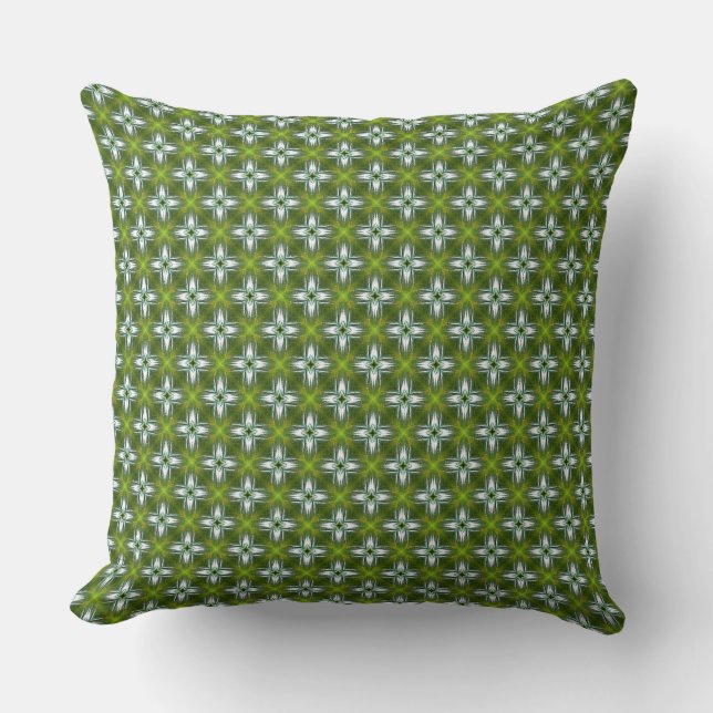 Lime Green and Woven White Light Effect  Cushion (Front)