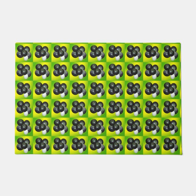 Lime Green And Yellow Lawn Bowls Pattern, Doormat (Front)