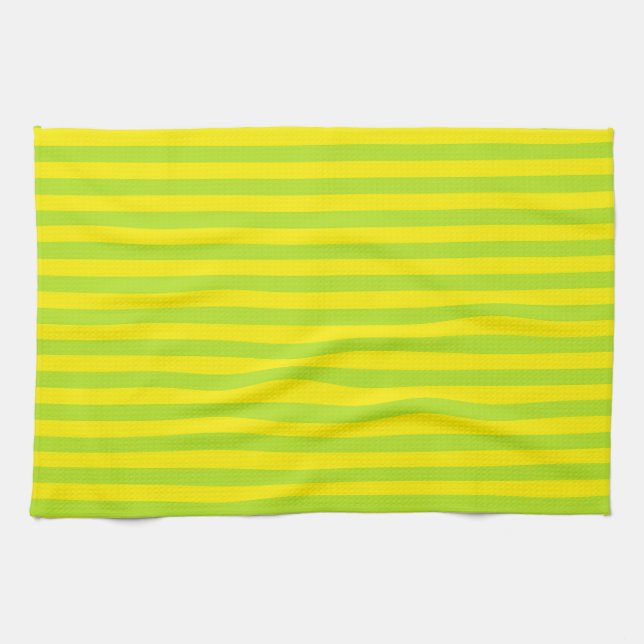 Lime Green and Yellow Stripes Tea Towel (Horizontal)