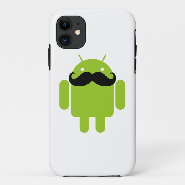 Lime Green Android Robot Moustache Case-Mate iPhone Case (Back)